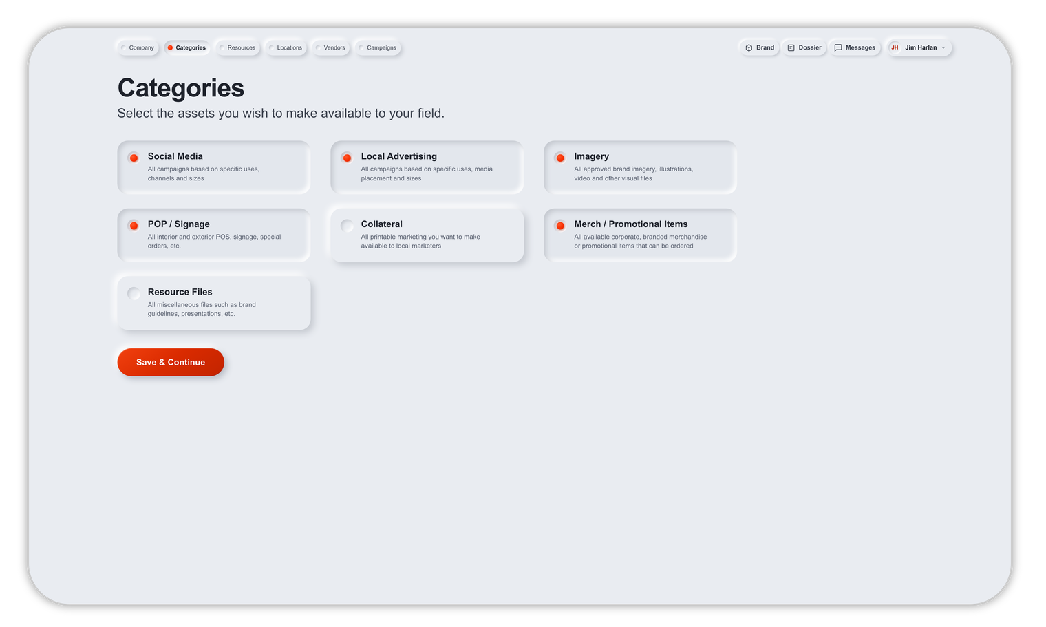 Setup wizard — Categories