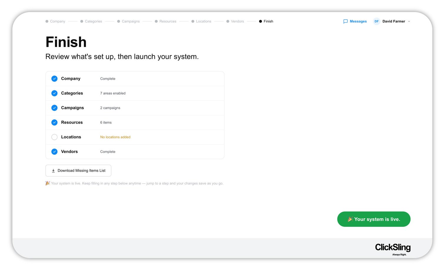Setup wizard — Finish